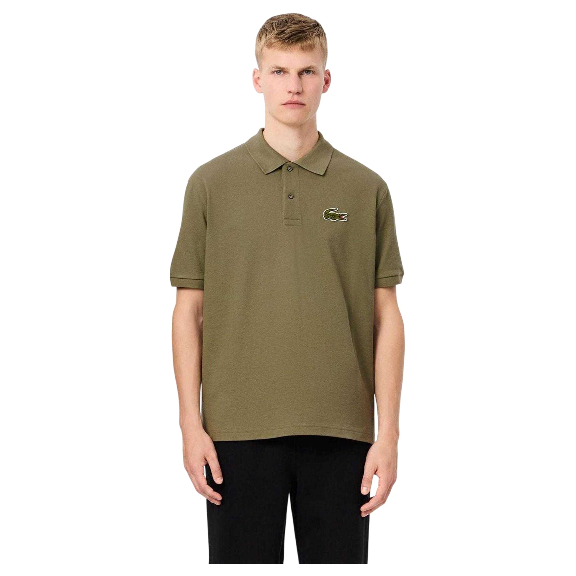 Khaki Green - Side - Lacoste Mens L.12.12 Embroidered Logo Loose Fit Polo Shirt