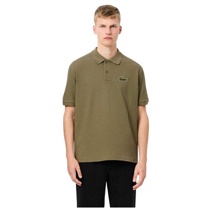 Khaki Green - Side - Lacoste Mens L.12.12 Embroidered Logo Loose Fit Polo Shirt