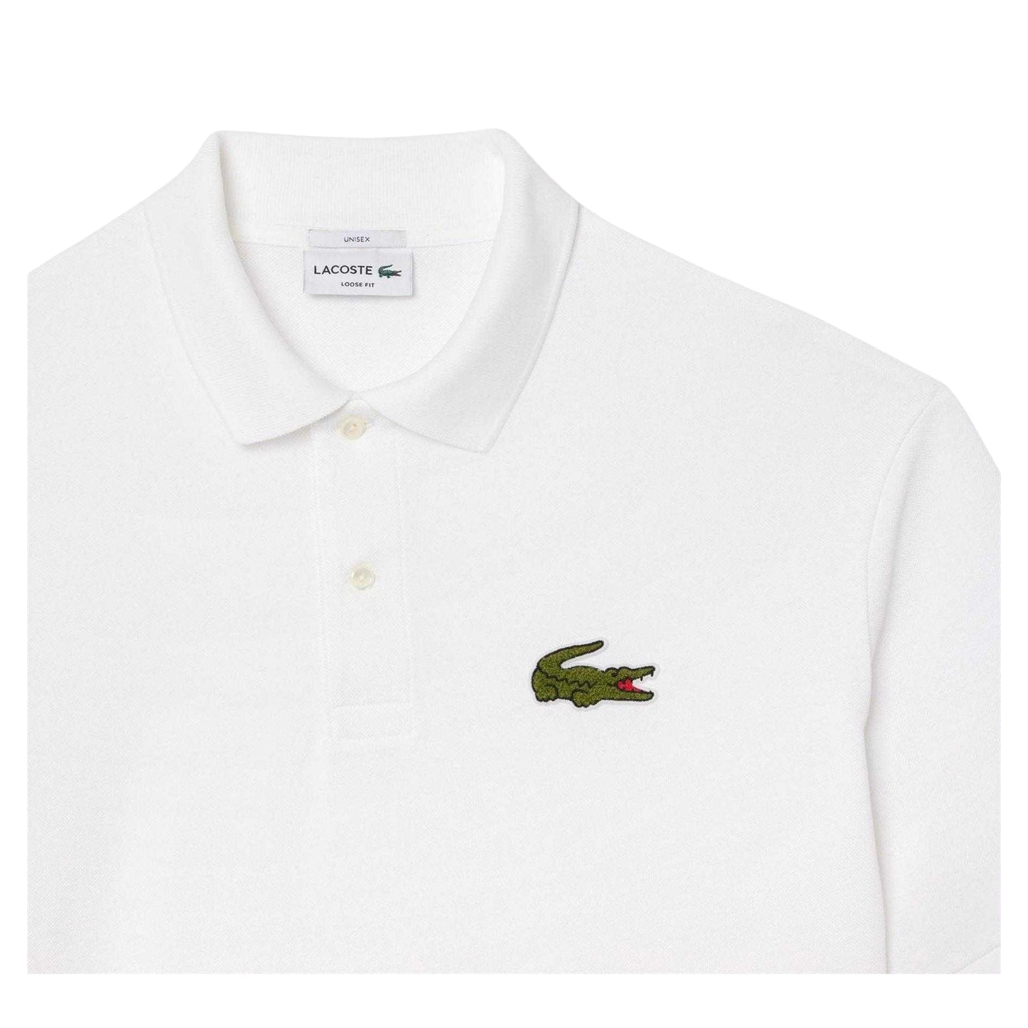 White - Back - Lacoste Mens L.12.12 Embroidered Logo Loose Fit Polo Shirt
