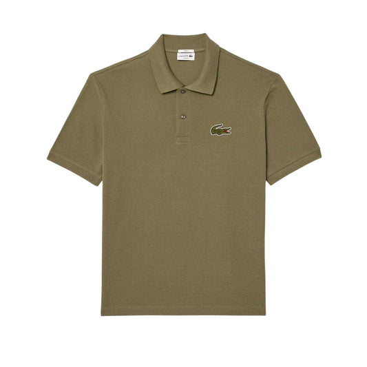 Khaki Green - Front - Lacoste Mens L.12.12 Embroidered Logo Loose Fit Polo Shirt