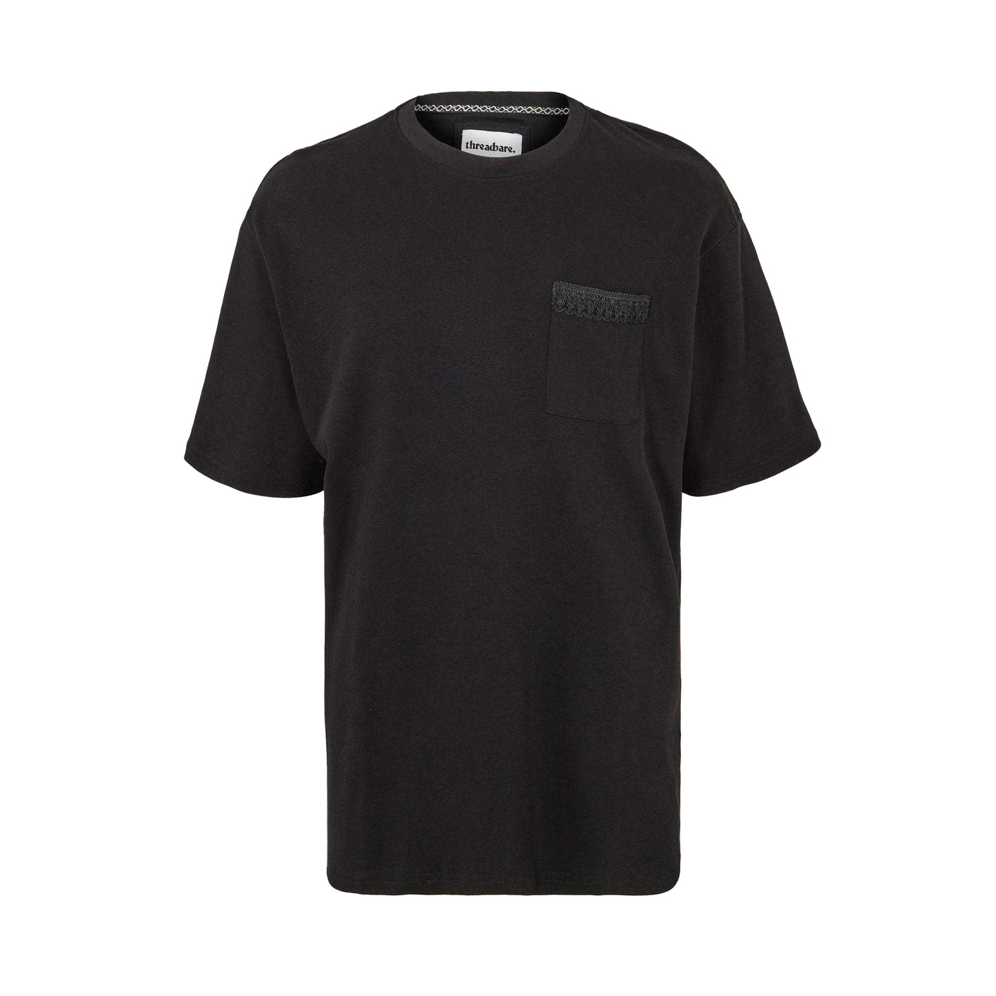 Black - Front - Threadbare Mens Dunedin Textured Knit Regular T-Shirt