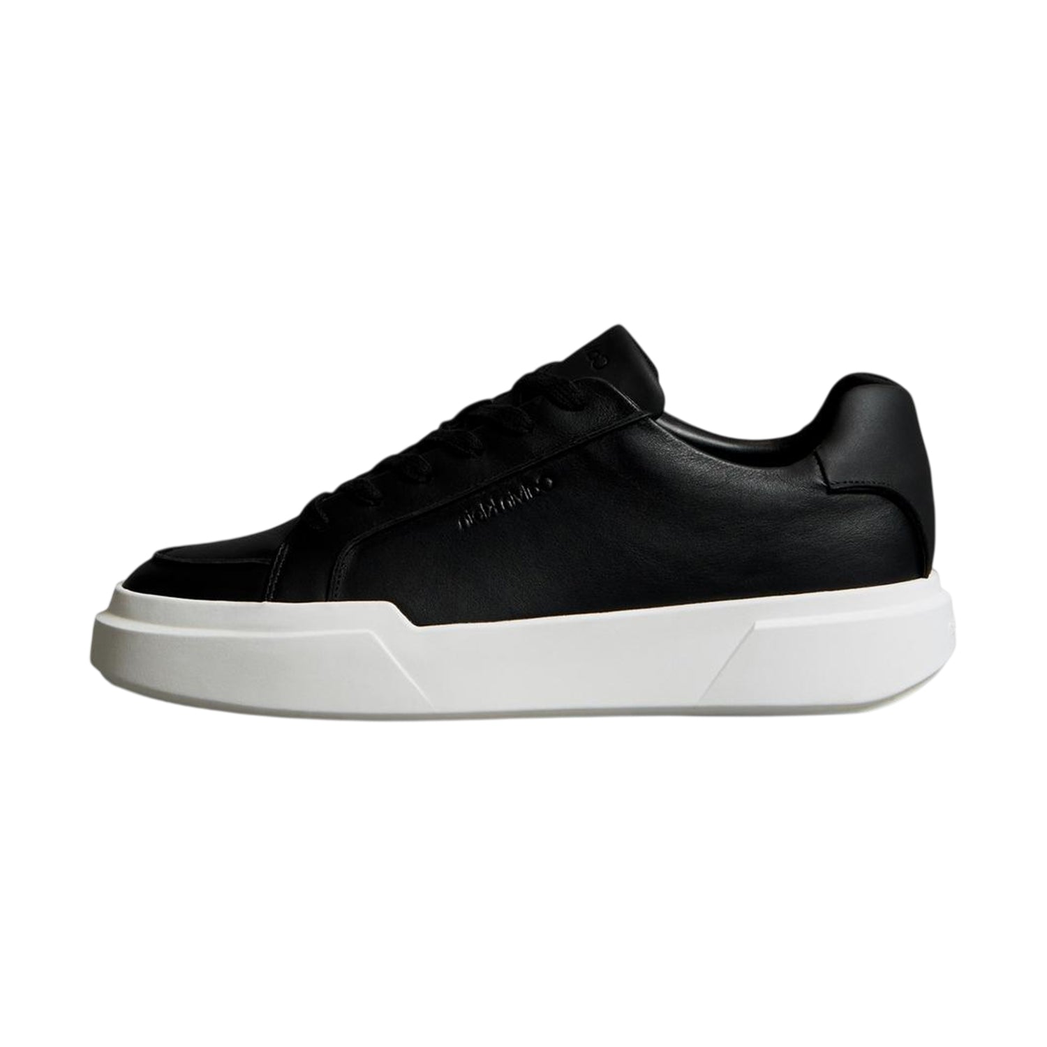 Black-White - Back - Calvin Klein Mens Leather Chunky Trainers