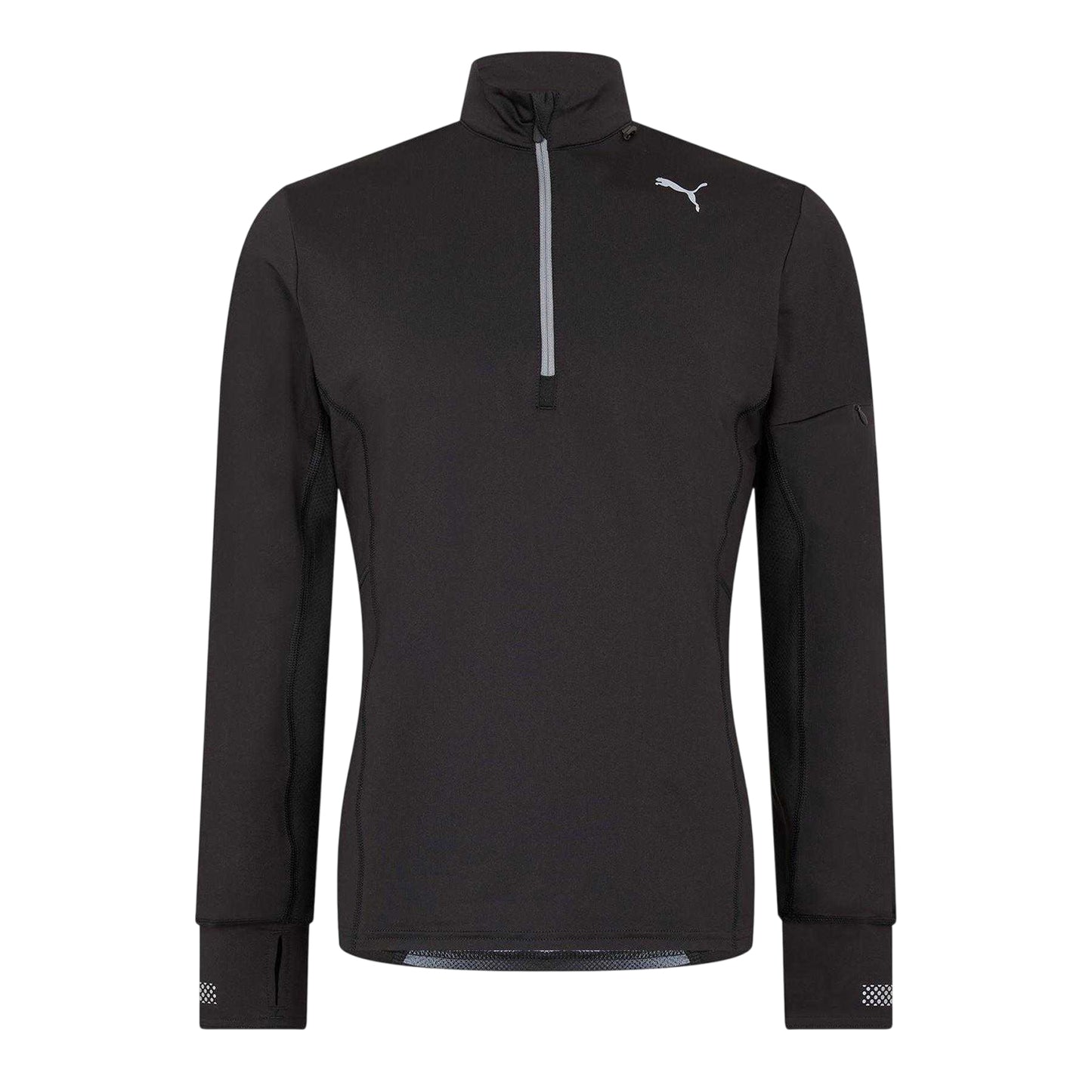 Black - Front - Puma Mens Quarter Zip Long-Sleeved Top
