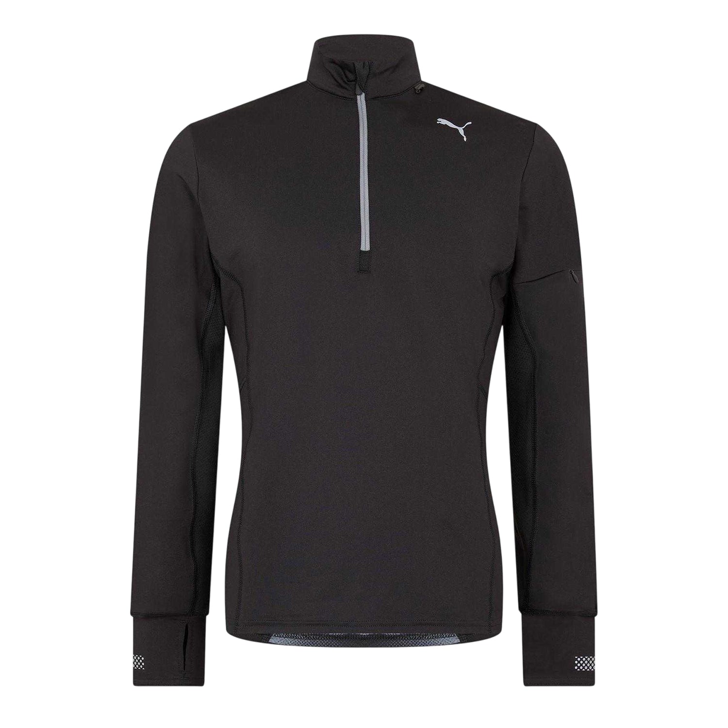 Black - Front - Puma Mens Quarter Zip Long-Sleeved Top