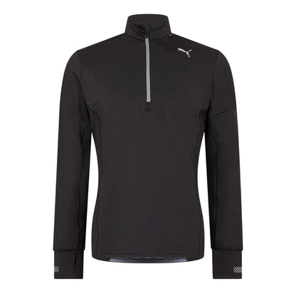 Black - Front - Puma Mens Quarter Zip Long-Sleeved Top