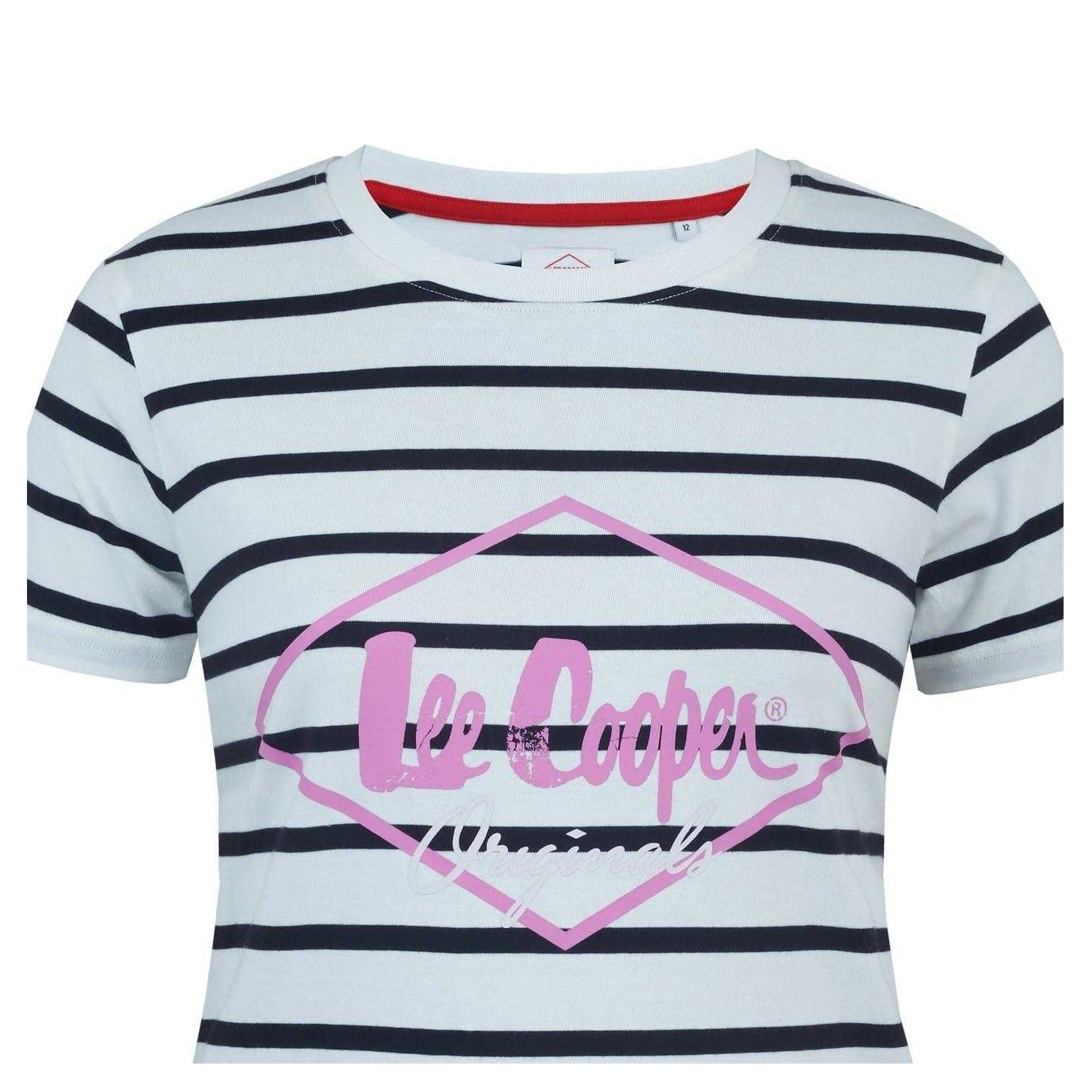 Black-White-Pink - Side - Lee Cooper Womens-Ladies Diamond T-Shirt
