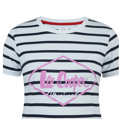 Black-White-Pink - Side - Lee Cooper Womens-Ladies Diamond T-Shirt