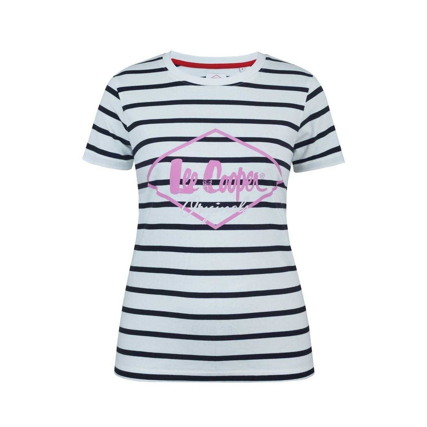 Black-White-Pink - Front - Lee Cooper Womens-Ladies Diamond T-Shirt