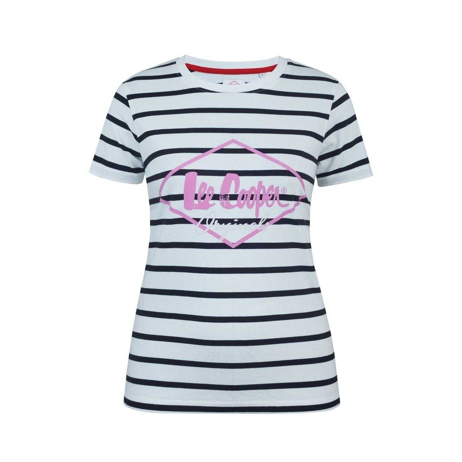 Black-White-Pink - Front - Lee Cooper Womens-Ladies Diamond T-Shirt