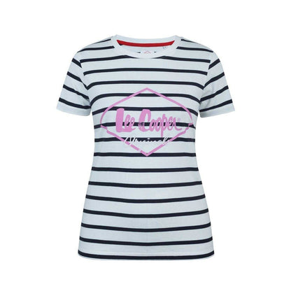 Black-White-Pink - Front - Lee Cooper Womens-Ladies Diamond T-Shirt