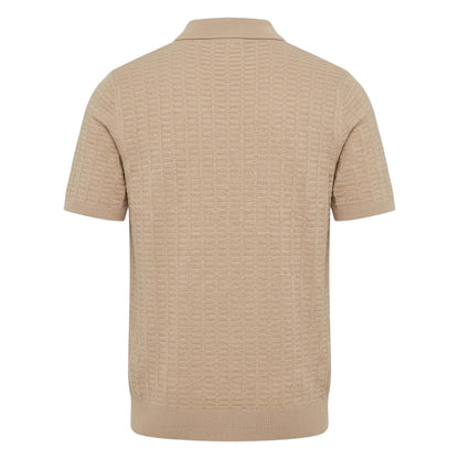 Beige - Back - Threadbare Mens Halliwell Short-Sleeved Polo Shirt