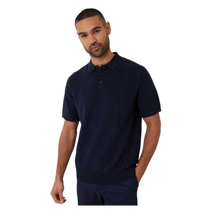 Navy - Front - Threadbare Mens Halliwell Short-Sleeved Polo Shirt