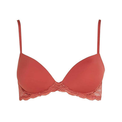 Terracotta - Front - Calvin Klein Womens-Ladies Demi Lace Trim Push Up Bra