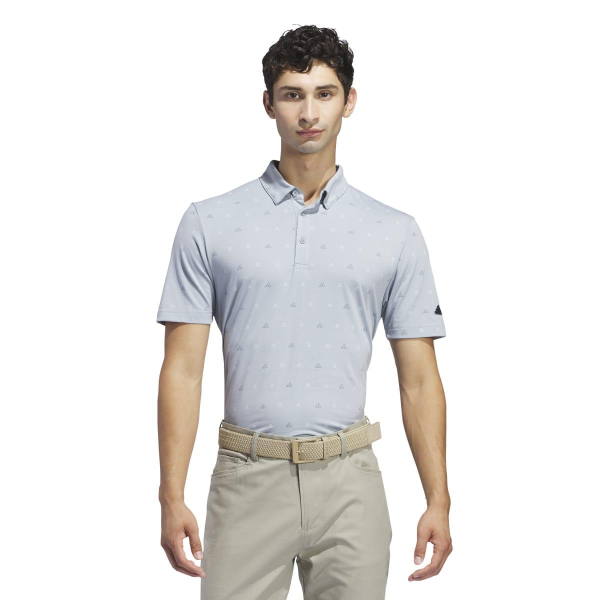 Light Blue - Side - Adidas Mens Go-To Crest Golf Polo Shirt