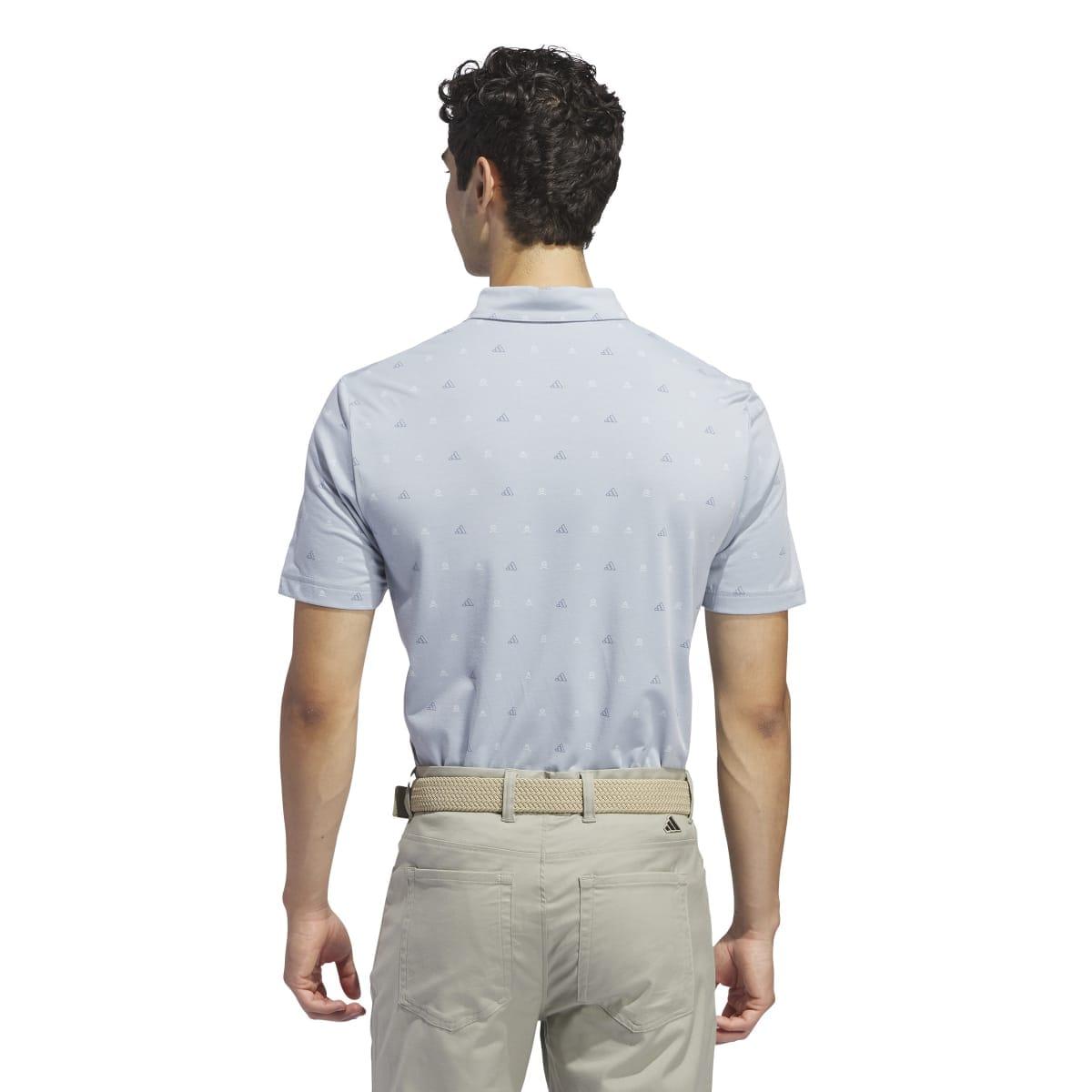 Light Blue - Back - Adidas Mens Go-To Crest Golf Polo Shirt