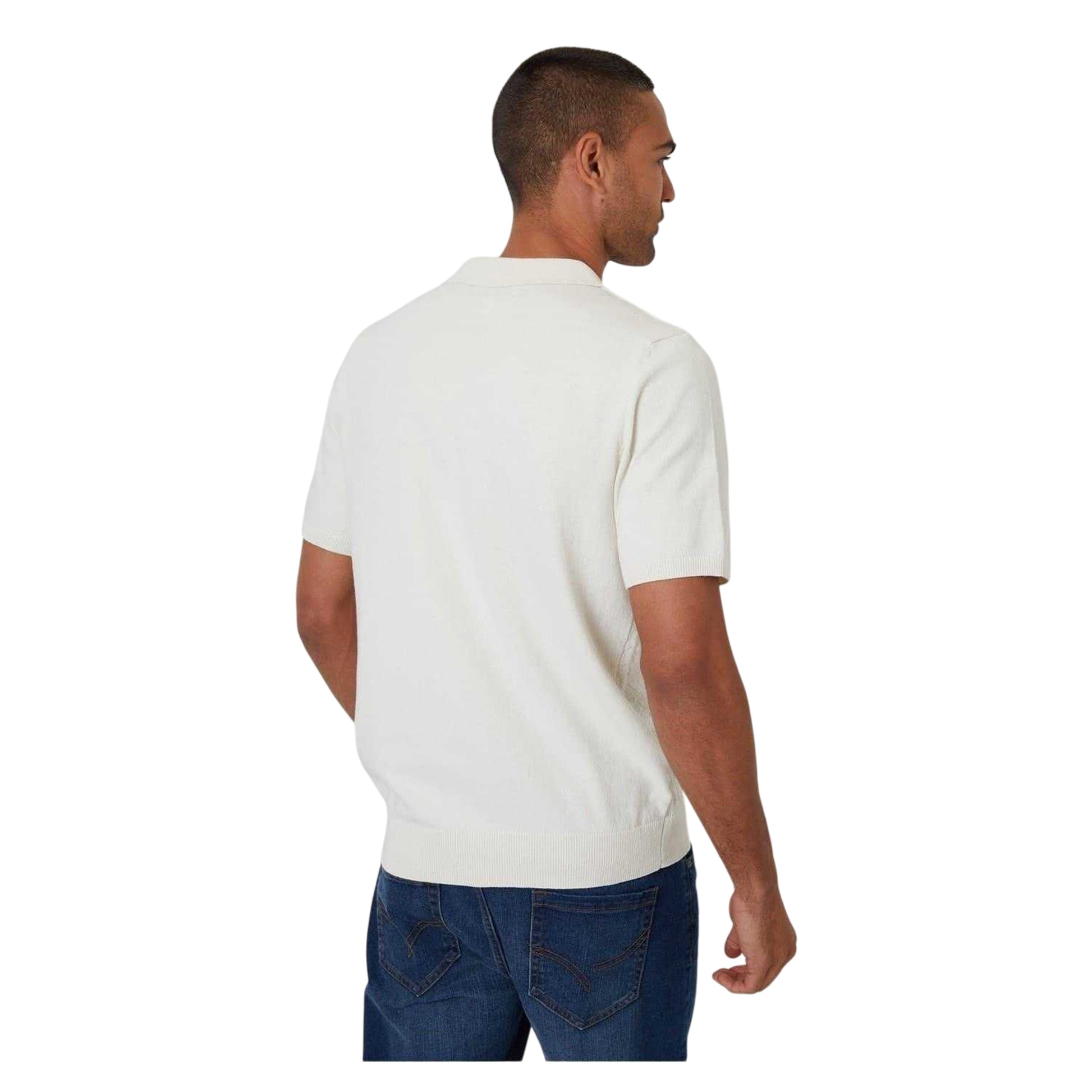 Ecru - Back - Threadbare Mens Ollerton Geometric Polo Shirt