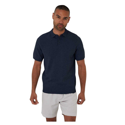 Navy - Front - Threadbare Mens Ollerton Geometric Polo Shirt