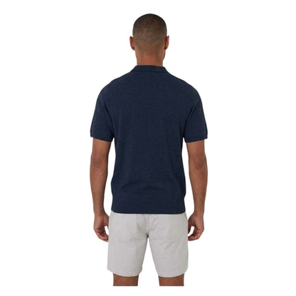 Navy - Back - Threadbare Mens Ollerton Geometric Polo Shirt