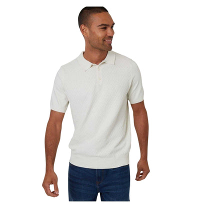 Ecru - Front - Threadbare Mens Ollerton Geometric Polo Shirt