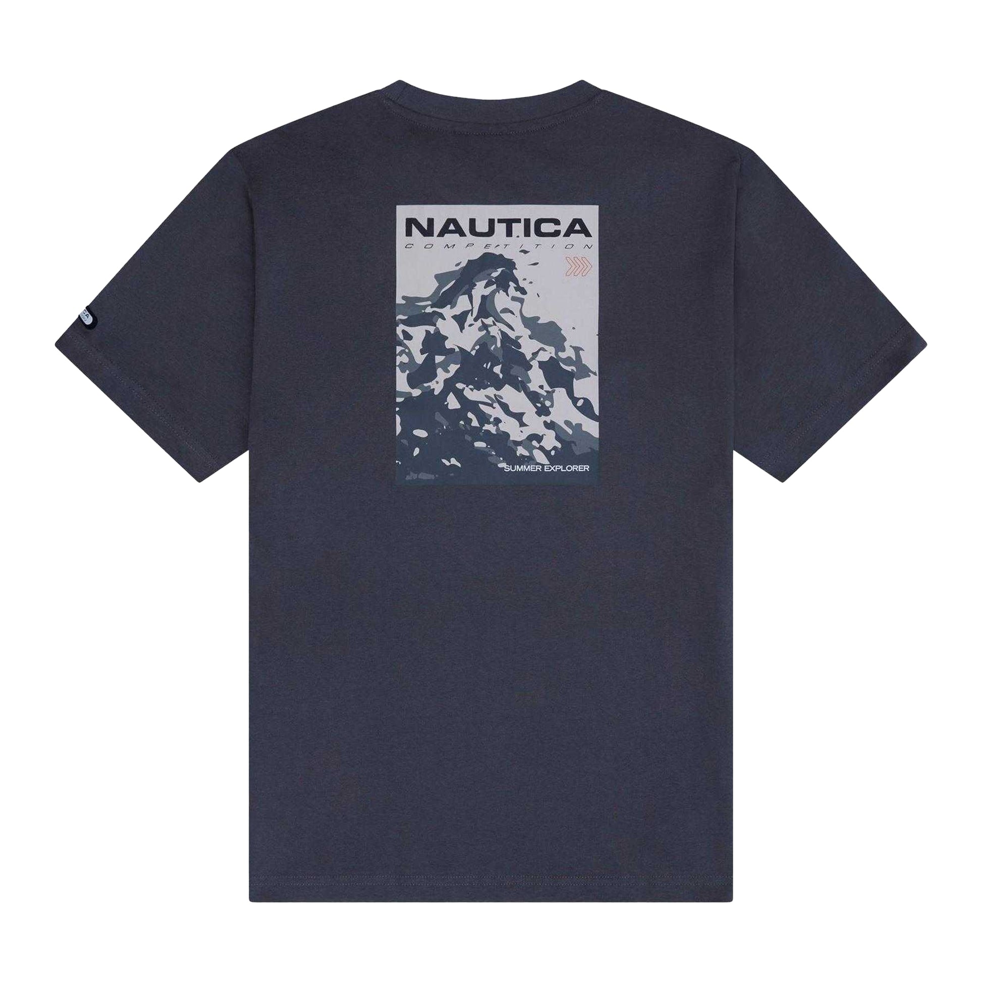 Charcoal - Back - Nautica Mens Wadi Chest Logo Regular T-Shirt
