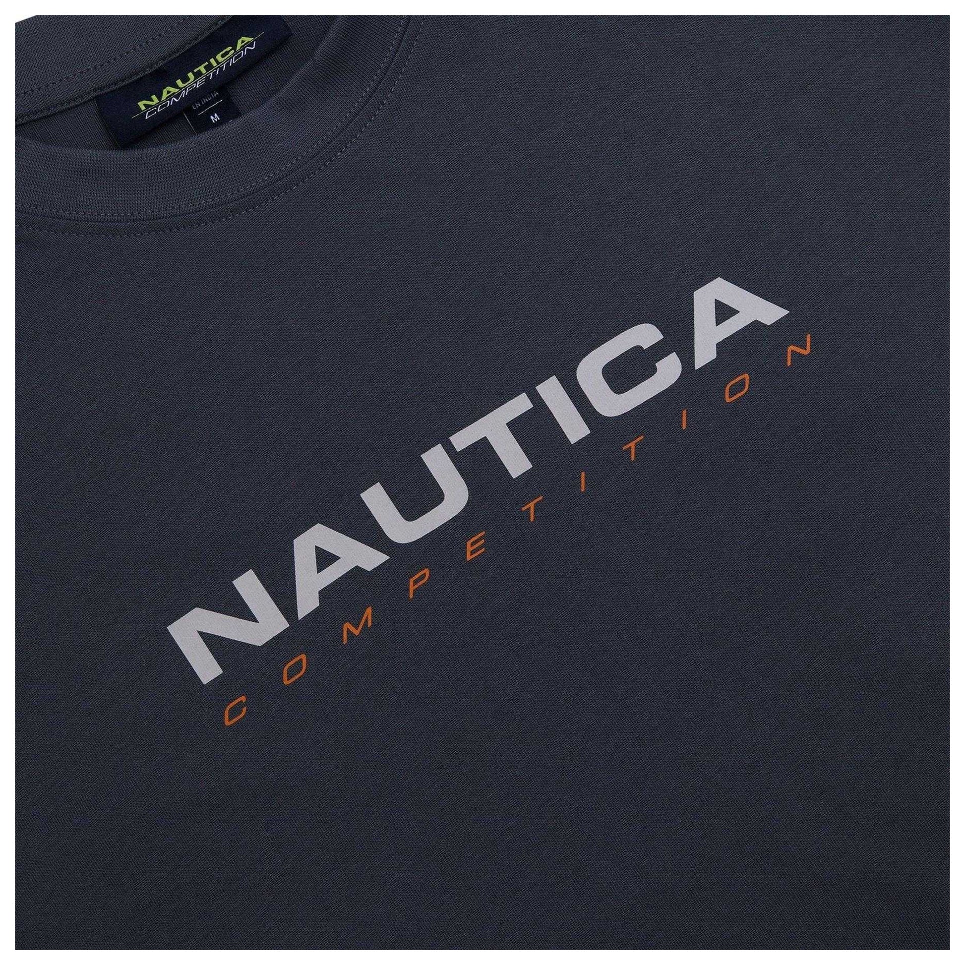 Charcoal - Side - Nautica Mens Wadi Chest Logo Regular T-Shirt