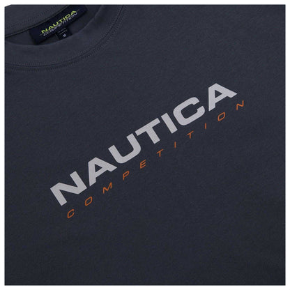 Charcoal - Side - Nautica Mens Wadi Chest Logo Regular T-Shirt