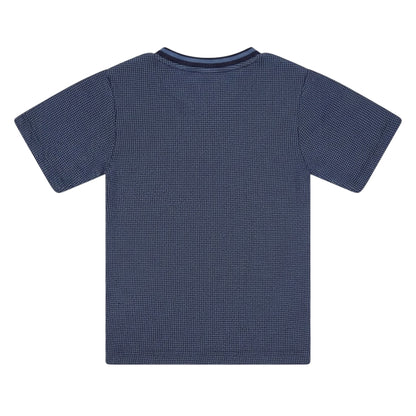 Dark Navy - Back - Lyle & Scott Childrens-Kids Embroidered Logo Waffle Knit Regular T-Shirt