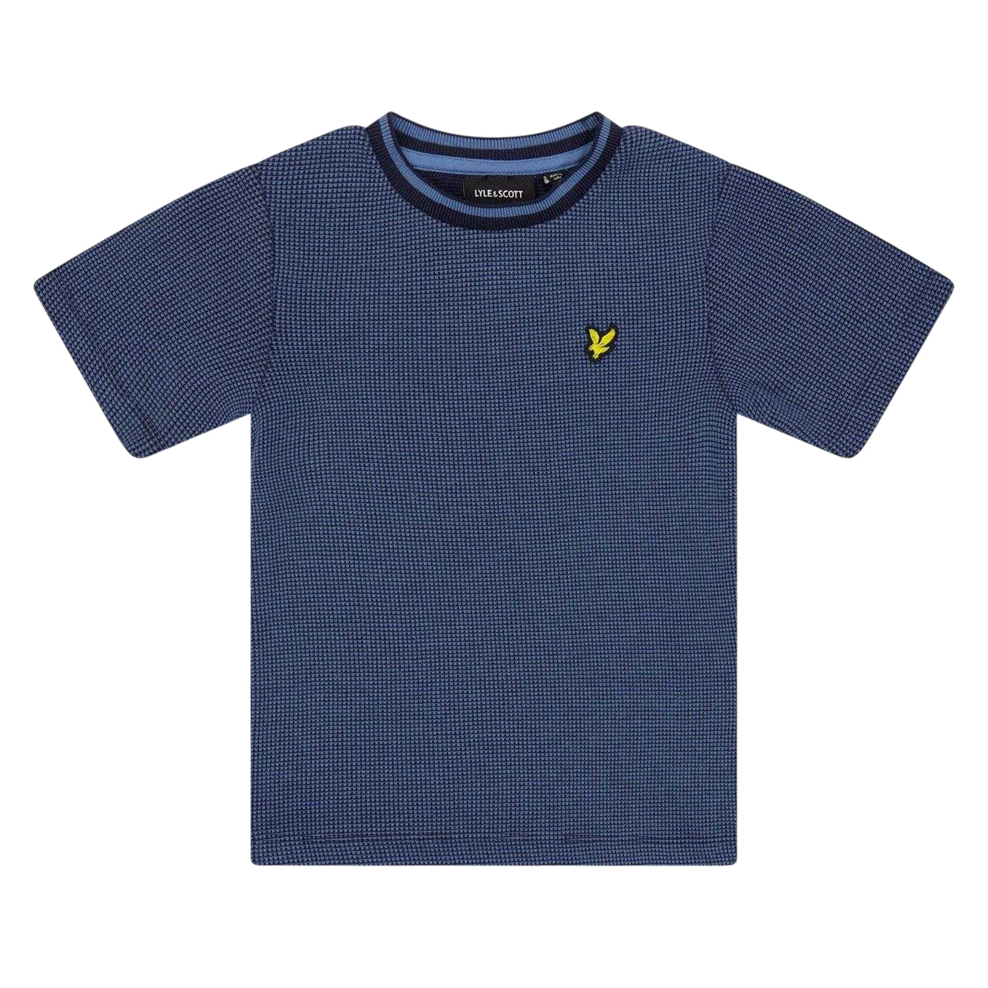 Dark Navy - Front - Lyle & Scott Childrens-Kids Embroidered Logo Waffle Knit Regular T-Shirt