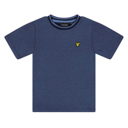 Dark Navy - Front - Lyle & Scott Childrens-Kids Embroidered Logo Waffle Knit Regular T-Shirt