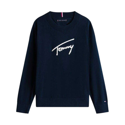 Night Navy - Front - Tommy Hilfiger Childrens-Kids Graphic Knitted Sweatshirt