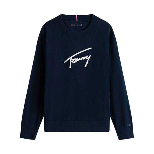 Night Navy - Front - Tommy Hilfiger Childrens-Kids Graphic Knitted Sweatshirt
