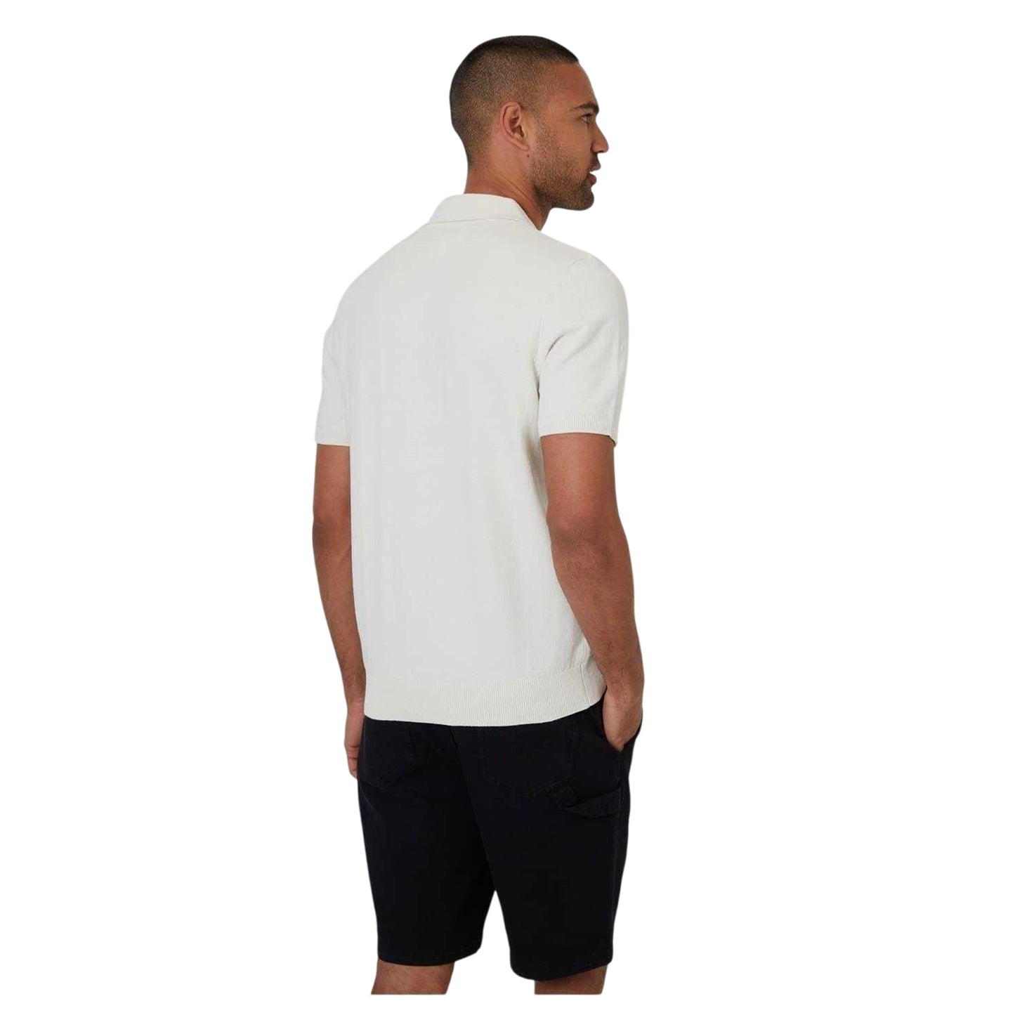 Ecru - Back - Threadbare Mens Collared Polo Shirt