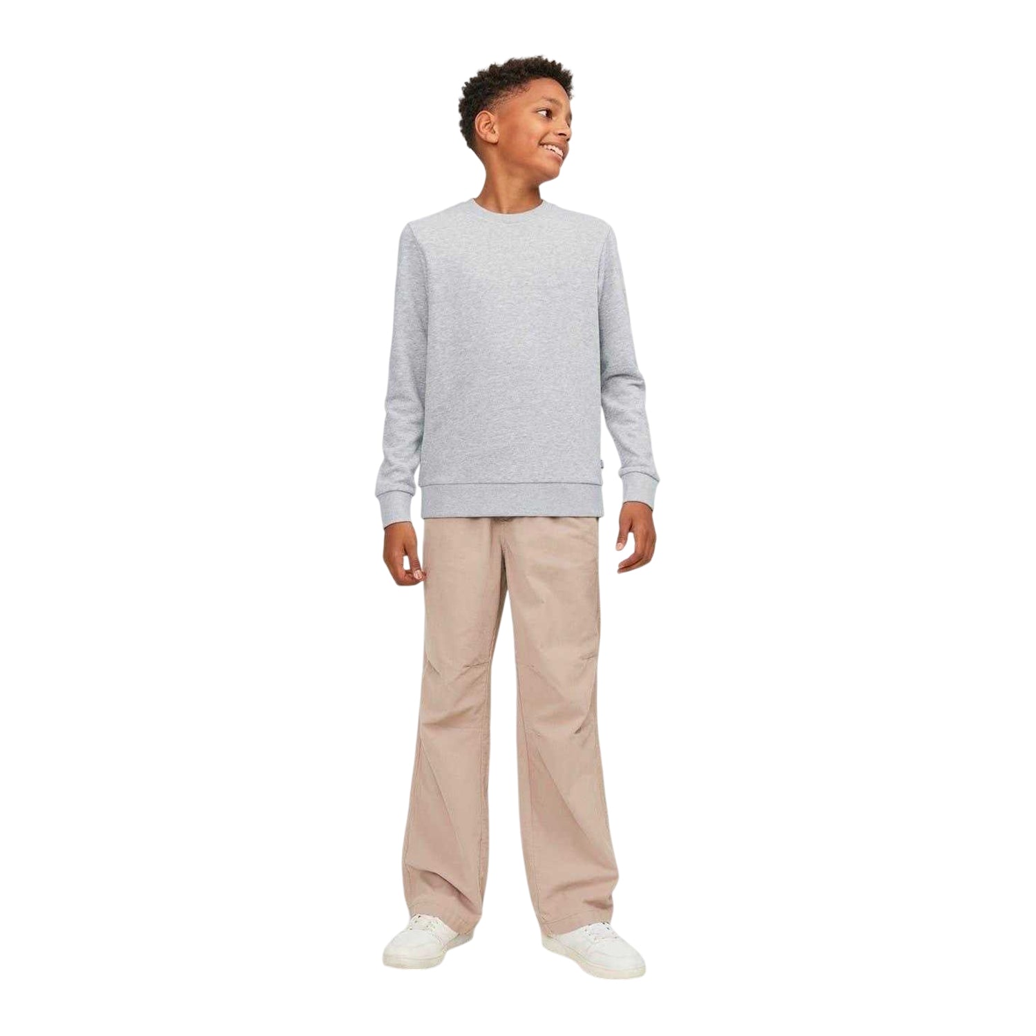 Light Grey Melange - Side - Jack And Jones Boys Regular Sweatshirt