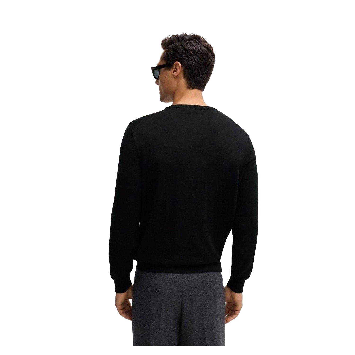 Black - Back - Boss Mens Botto Knitted Jumper