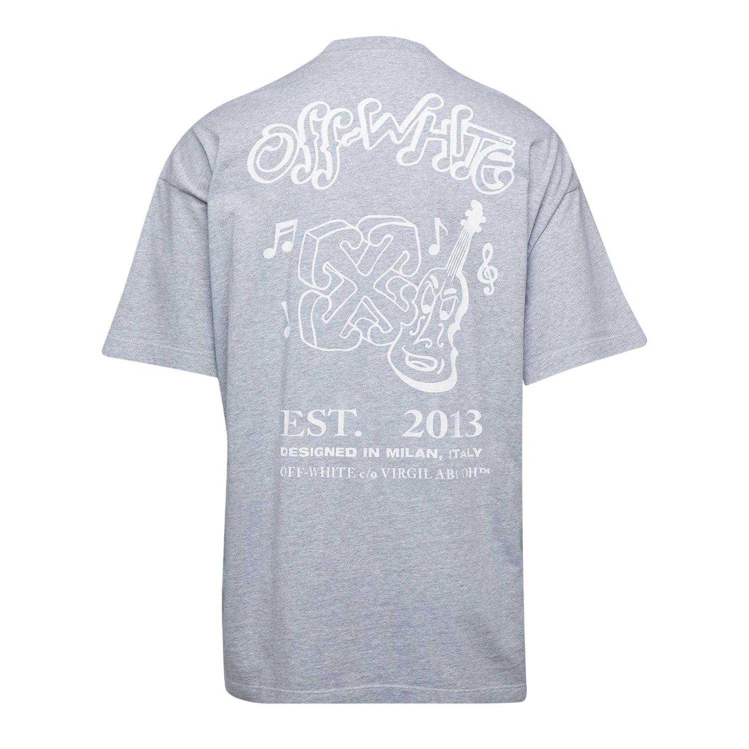 Grey-White - Back - Off White Mens Hl_Music Graphic Print Regular T-Shirt