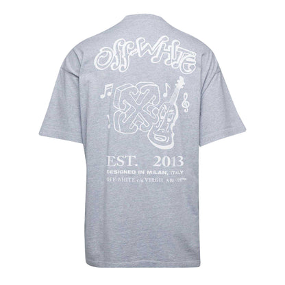 Grey-White - Back - Off White Mens Hl_Music Graphic Print Regular T-Shirt