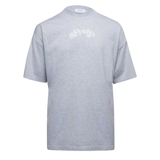 Grey-White - Front - Off White Mens Hl_Music Graphic Print Regular T-Shirt