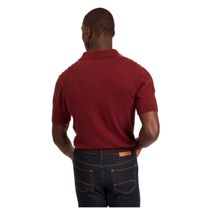 Maroon - Back - Ted Baker Mens Herringbone Short-Sleeved Polo Shirt