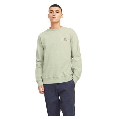 Aqua Grey - Side - Jack And Jones Mens Logo Crew Neck Sweatshirt