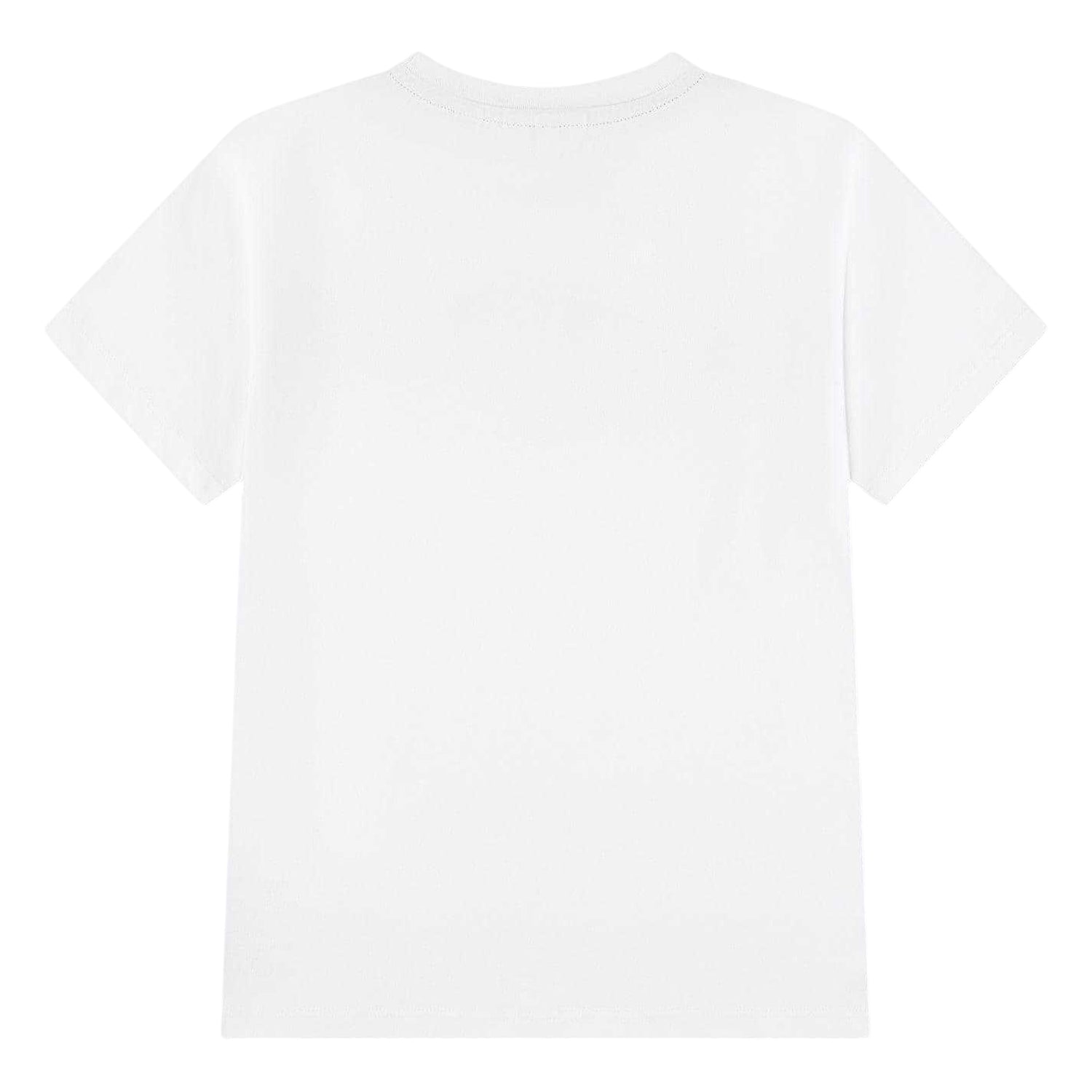 White - Back - Lacoste Childrens-Kids Striped Regular T-Shirt