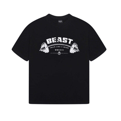 Black - Front - BEAST Unisex Adult Barbell Relaxed Fit T-Shirt