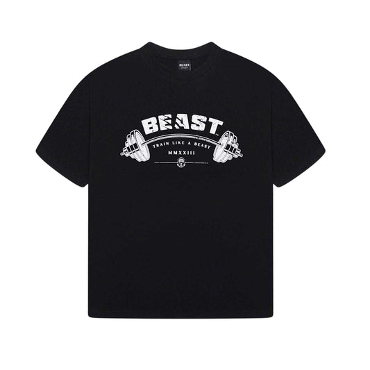 Black - Front - BEAST Unisex Adult Barbell Relaxed Fit T-Shirt