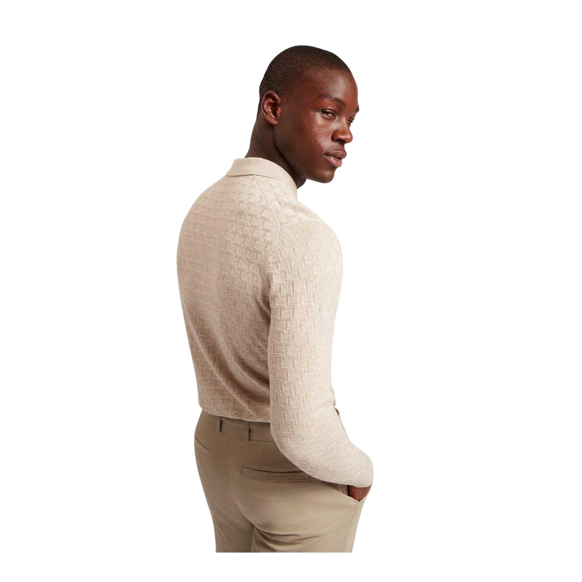 Natural - Back - Ted Baker Mens Short-Sleeved Polo Shirt