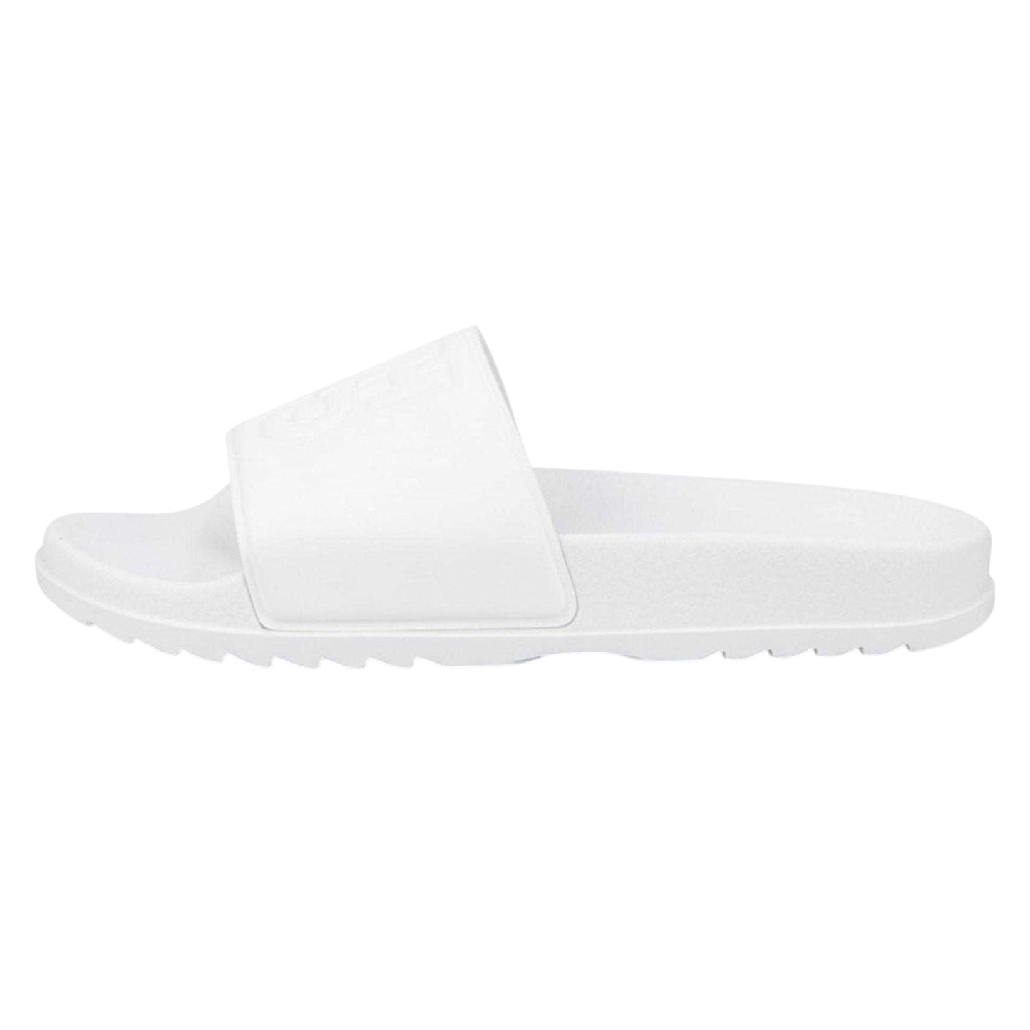 White - Back - Hugo Boss Womens-Ladies Match It Stacked Logo Flat Sliders