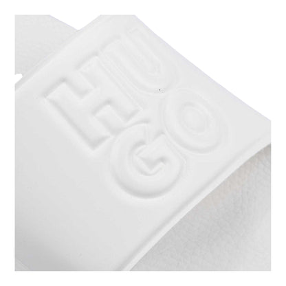 White - Lifestyle - Hugo Boss Womens-Ladies Match It Stacked Logo Flat Sliders