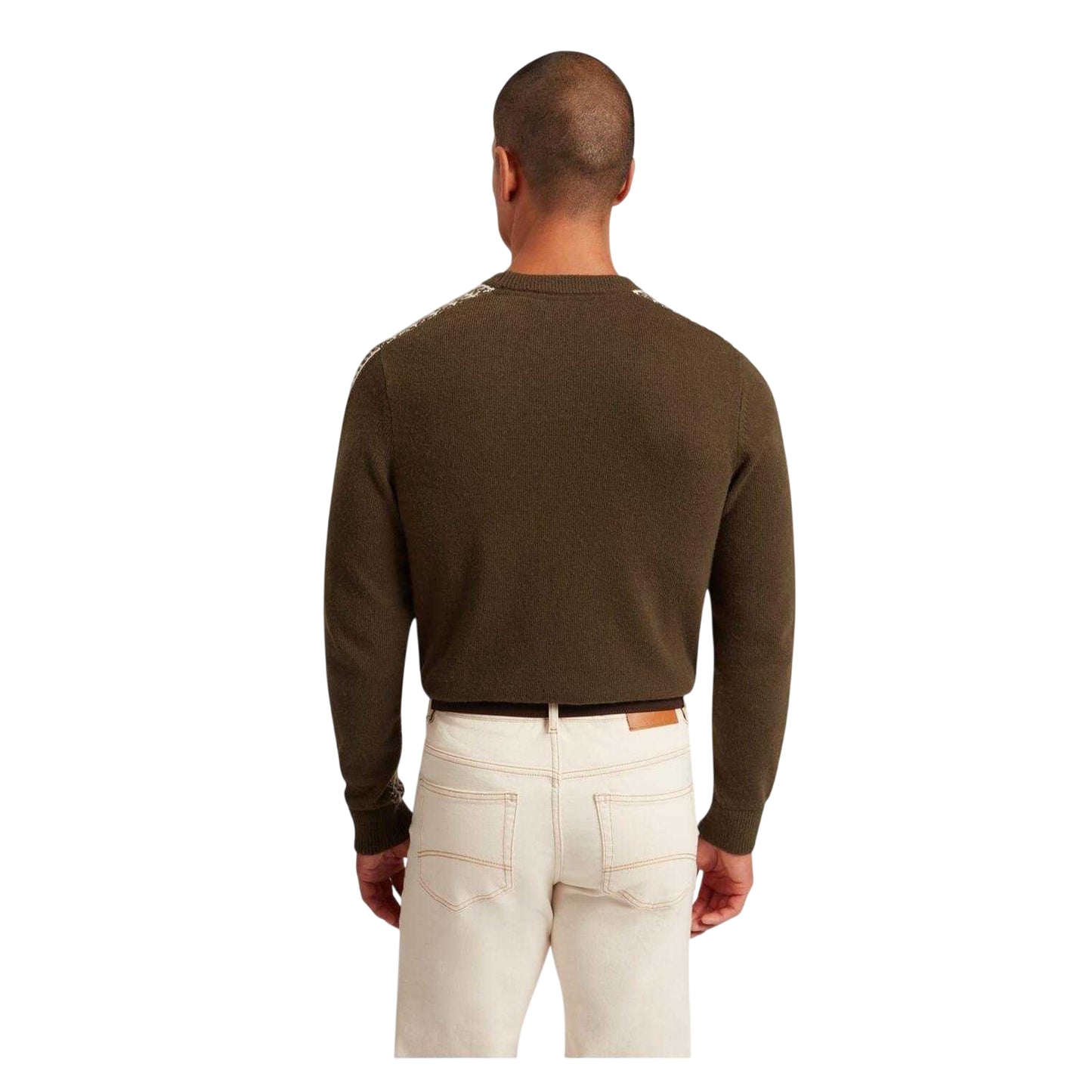 Olive - Back - Ted Baker Mens Textured Tailored Sweatshirt