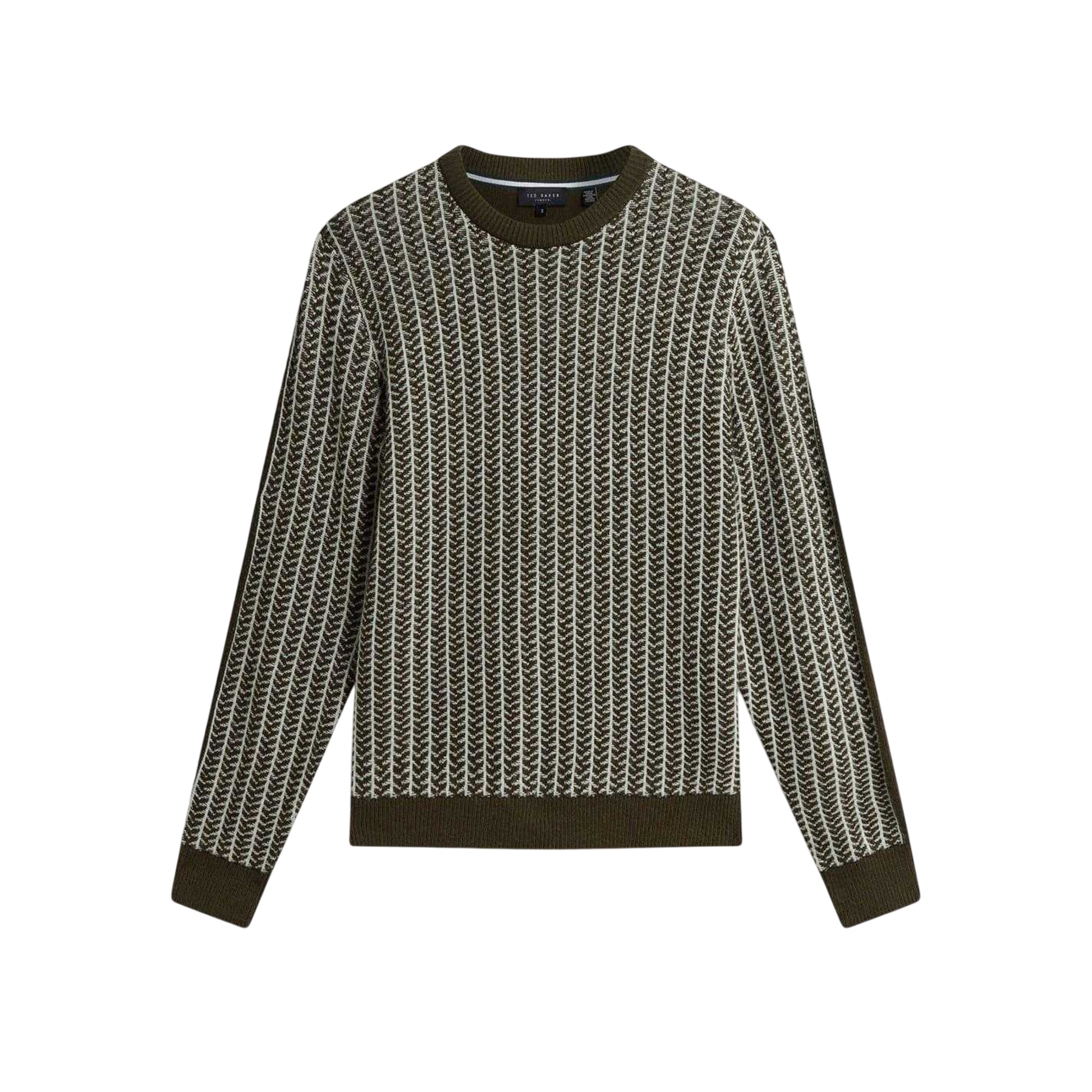 Olive - Front - Ted Baker Mens Textured Tailored Sweatshirt