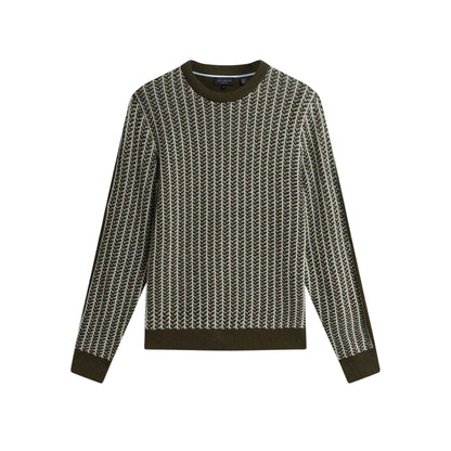 Olive - Front - Ted Baker Mens Textured Tailored Sweatshirt