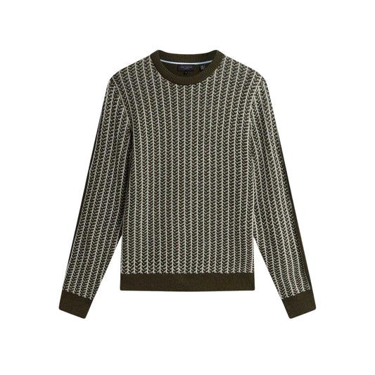 Olive - Front - Ted Baker Mens Textured Tailored Sweatshirt