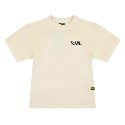 Milk - Front - G-Star Childrens-Kids Logo Crew Neck Regular T-Shirt